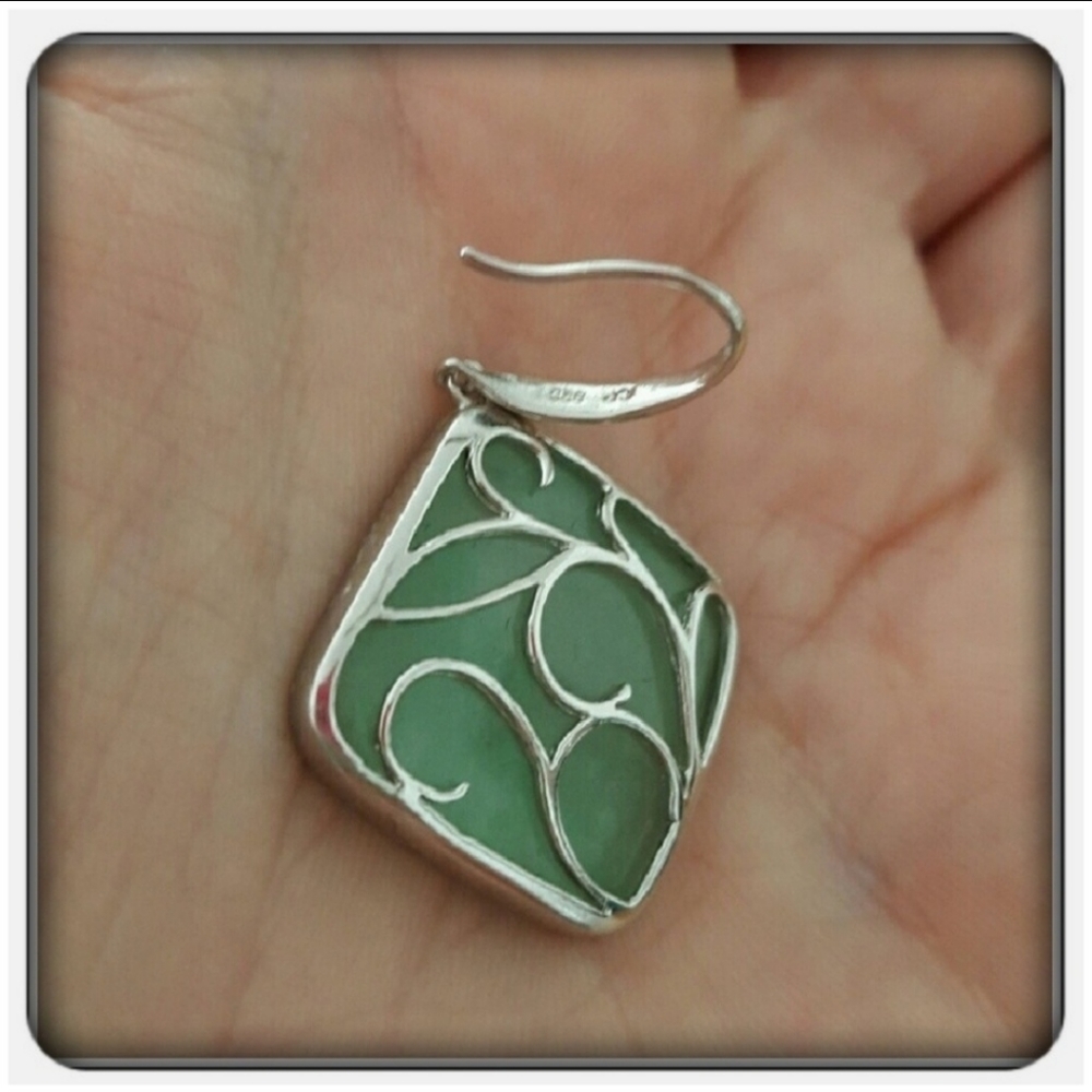 NWOT Genuine Jade & Sterling Silver Earrings - Picture 5 of 8